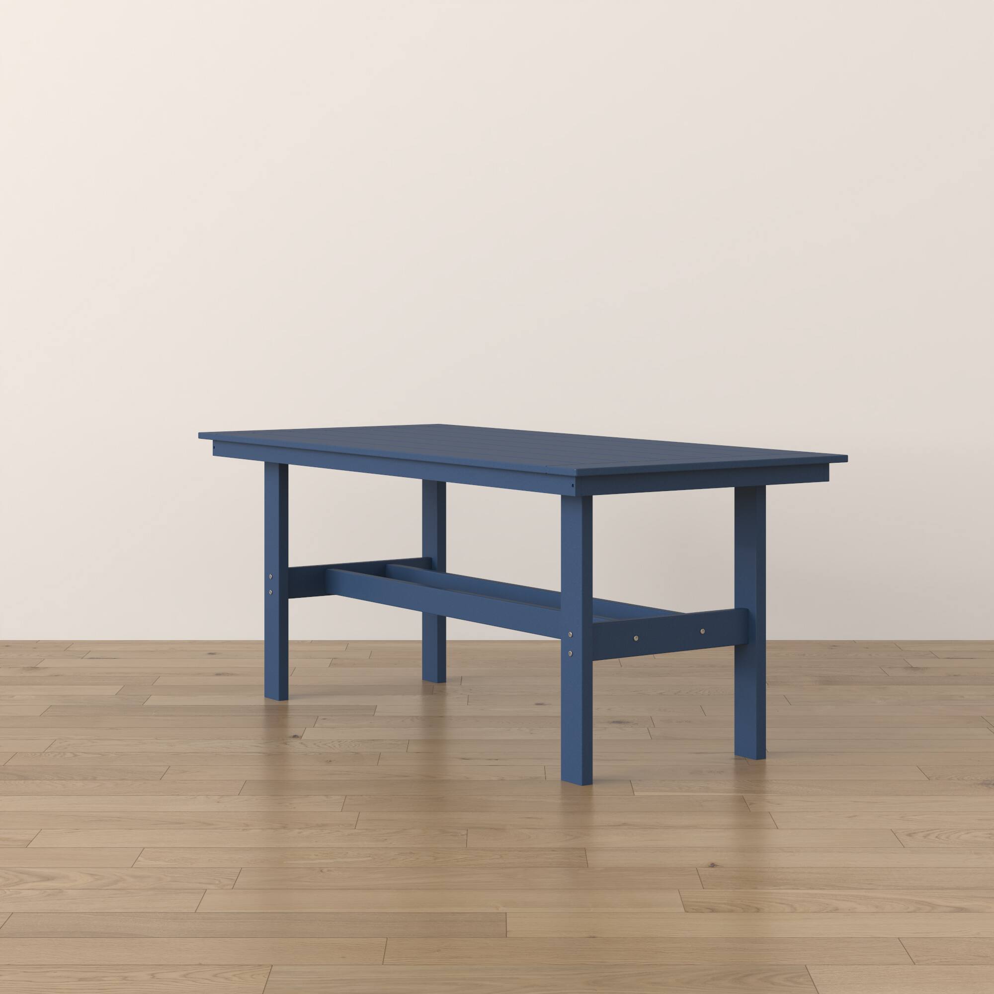 Alt View 5. Famapy - HDPE Outdoor Dining Table with Umbrella Hole & Cap-Solid Panel Patio Table for 8 People Weatherproof & Low Maintenance - Navy blue.