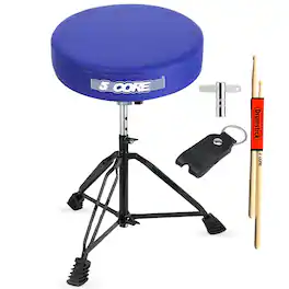 5 CORE - Drum Throne 3" Thick Padded Comfortable Guitar Stool Drummer Chair Adjustable Musician Seat - Blue