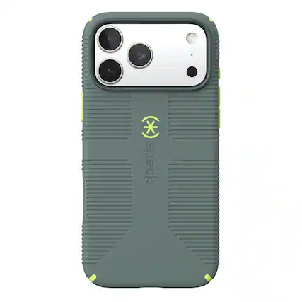 Front. Speck - iPhone 17 ProMax CANDYSHELL GRIP + MS - Neo Drab/Glow Green.