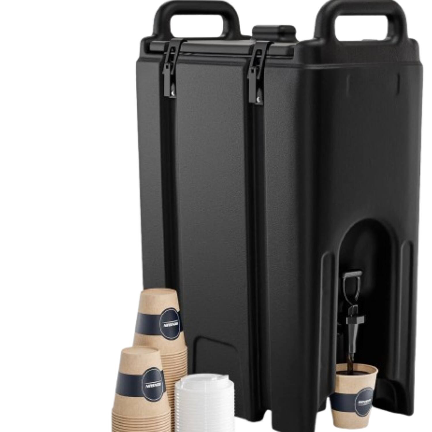 Front. Home Collection - 5-Gallon Insulated Beverage Dispenser with Faucet & 20 Cups – Food-Grade LLDPE, Portable Drink Server - Black.