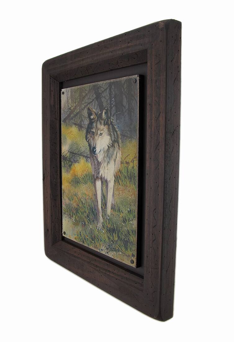 Alt View 1. Zeckos - Big Sky Carvers Grey Wolf Wood Frame Wall Art - Gray.
