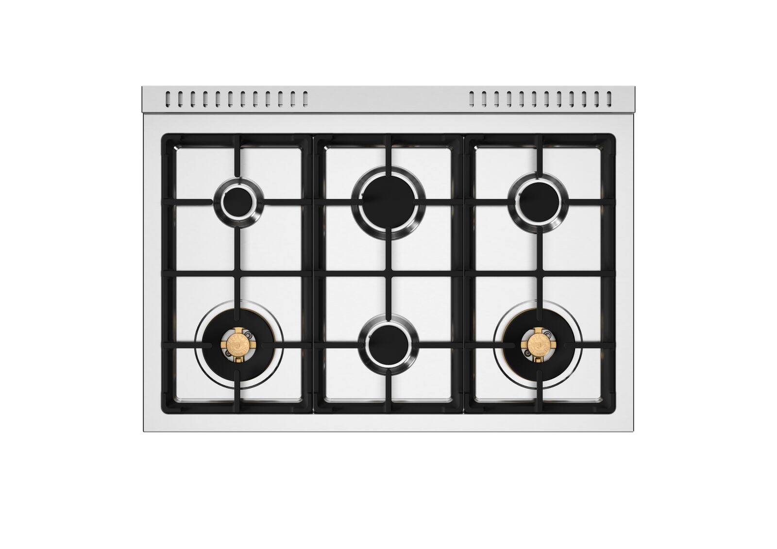 Angle. Bertazzoni - 36" Heritage Series 5.7 Cu. Ft. Freestanding Dual Fuel Range - Stainless Steel/Gold - Stainless Steel.