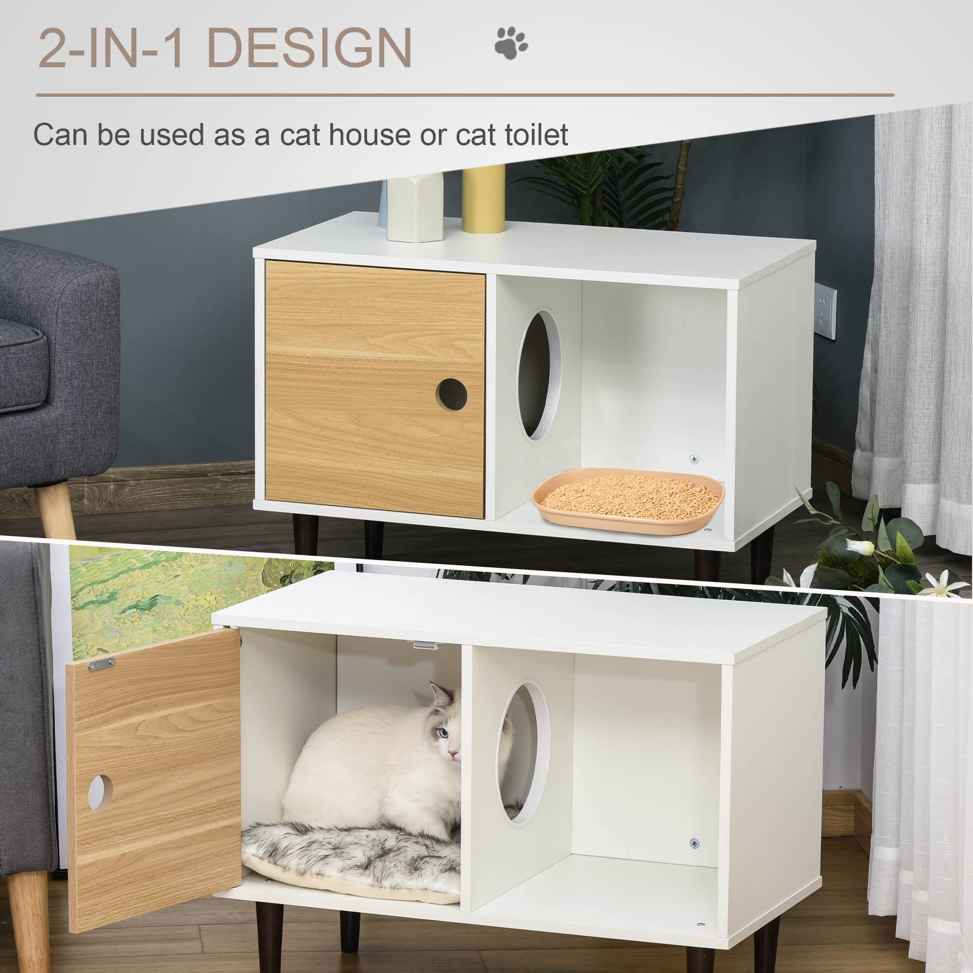 2-IN-1 DESIGN  
Can be used as a cat house or cat toilet