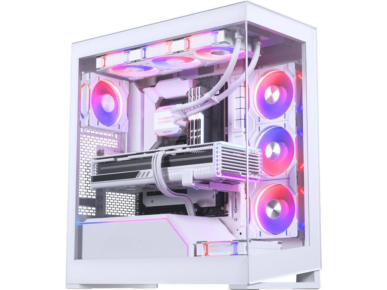 Angle. Phanteks - Phanteks NV5 MK2, Mid-Tower Chassis with D/A-RGB, Tempered Glass, 8x Fans, Matte White - Matte White.