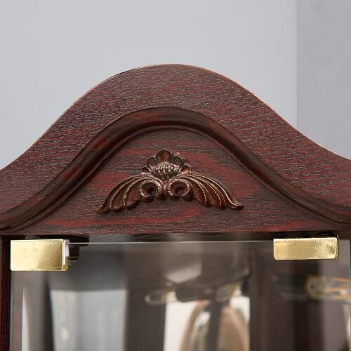 Left. LUCKY ONE - Freestanding Corner Curio Cabinet with Glass Shelves LED Light Bar Cabinet Wine Storage Display Case - Cherry.