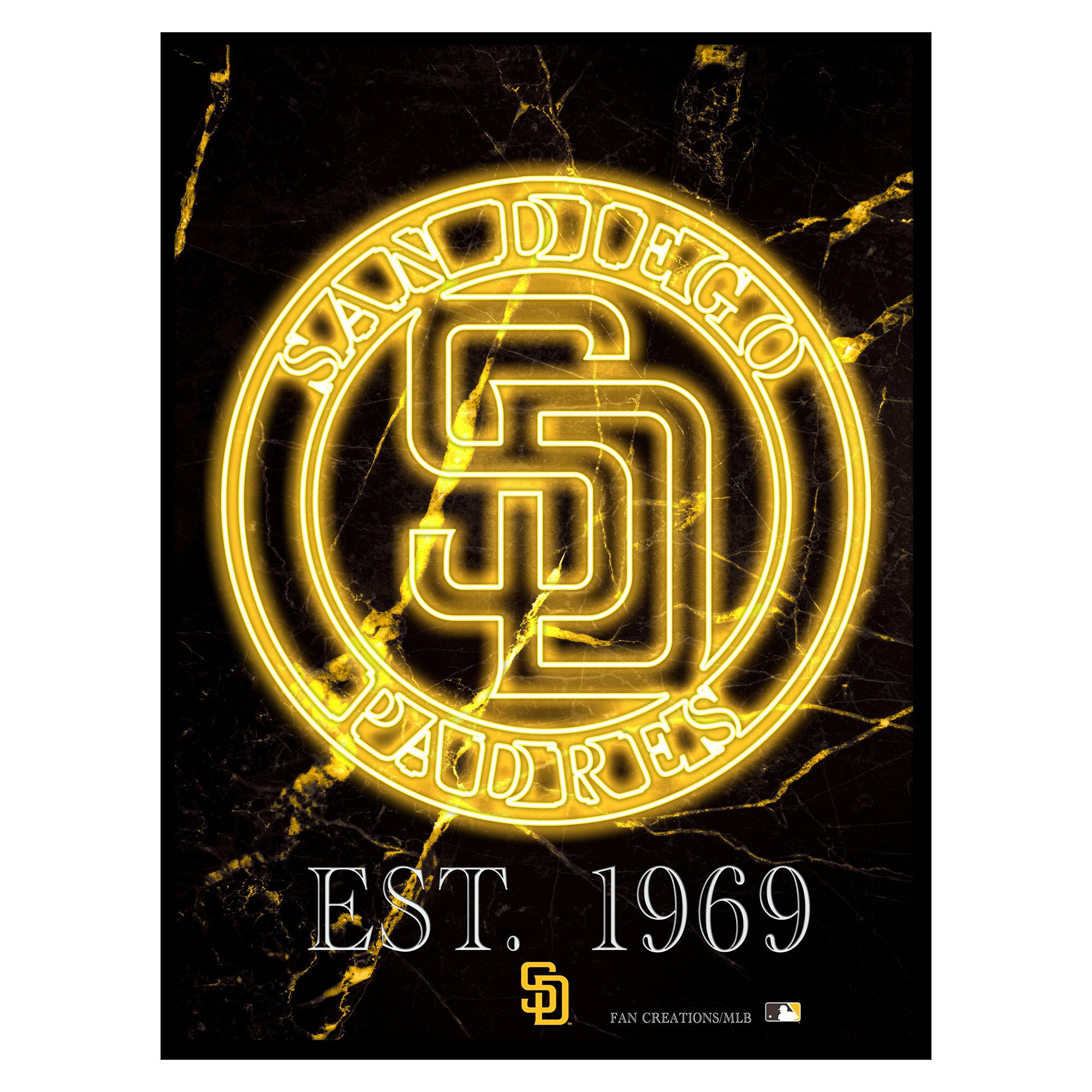 Black San Diego Padres 12'' x 16'' Framed Circle Logo Print