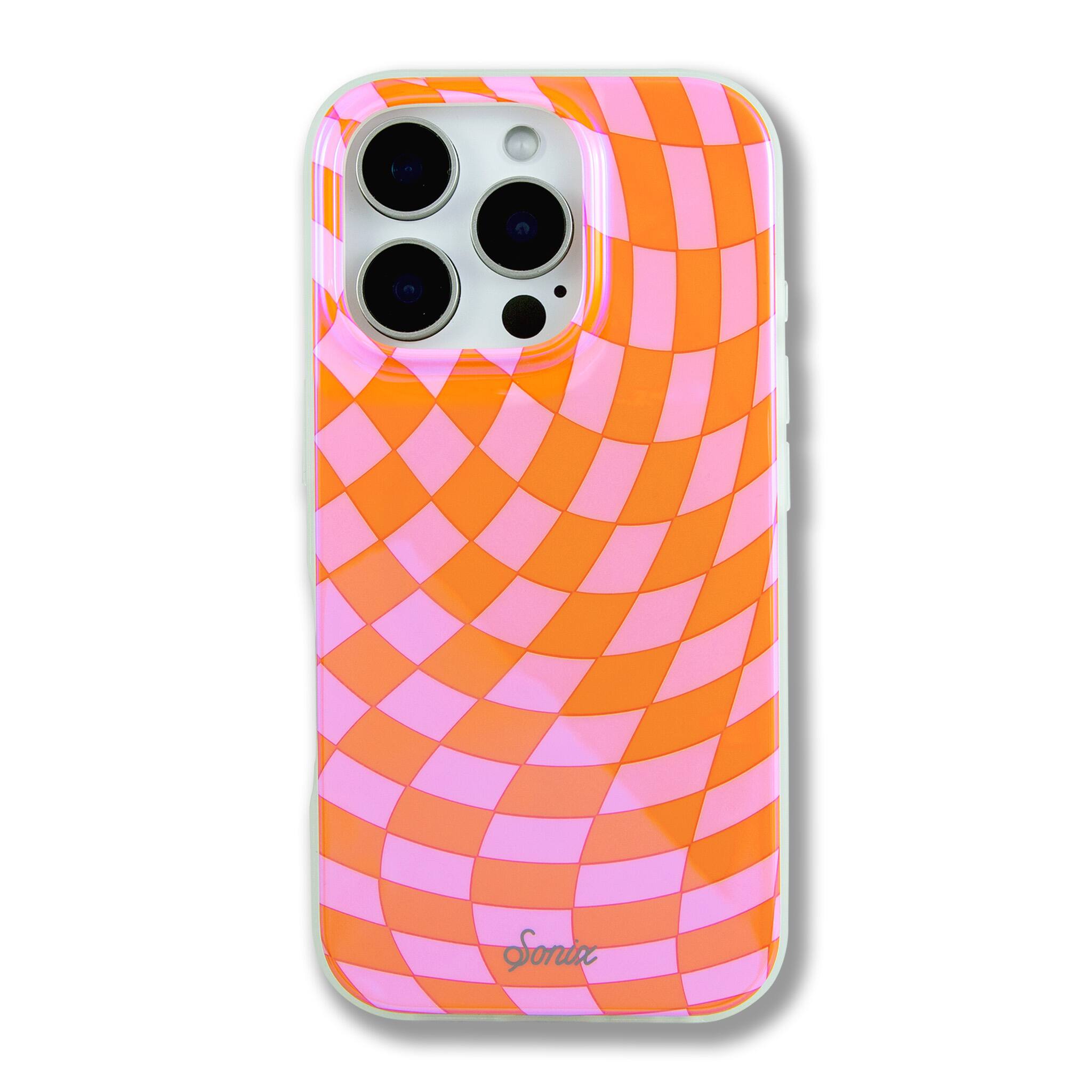 Front. Sonix - iPhone 16 Pro Case Checkmate Pink & Orange - Pink.