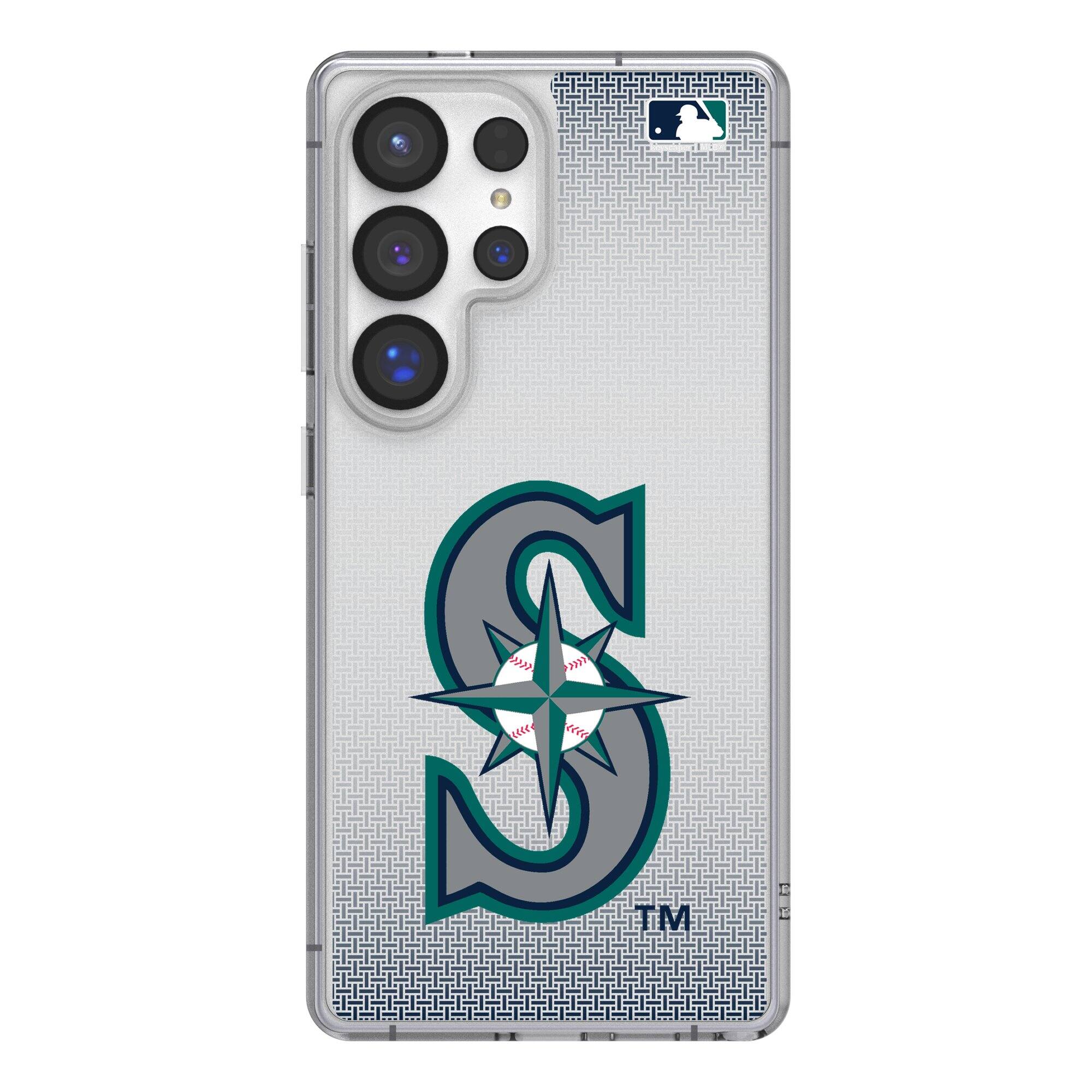 Front. Keyscaper - Seattle Mariners Linen Logo Galaxy Clear Case - S23 - Multicolor.