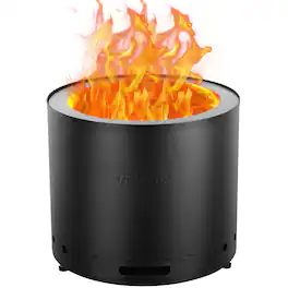 VEVOR - Smokeless Fire Pit Stove Bonfire, H: 15.4 in x Dia: 19.3 in ,Wood Burning Fireplaces with Removable Ash Pan - Black