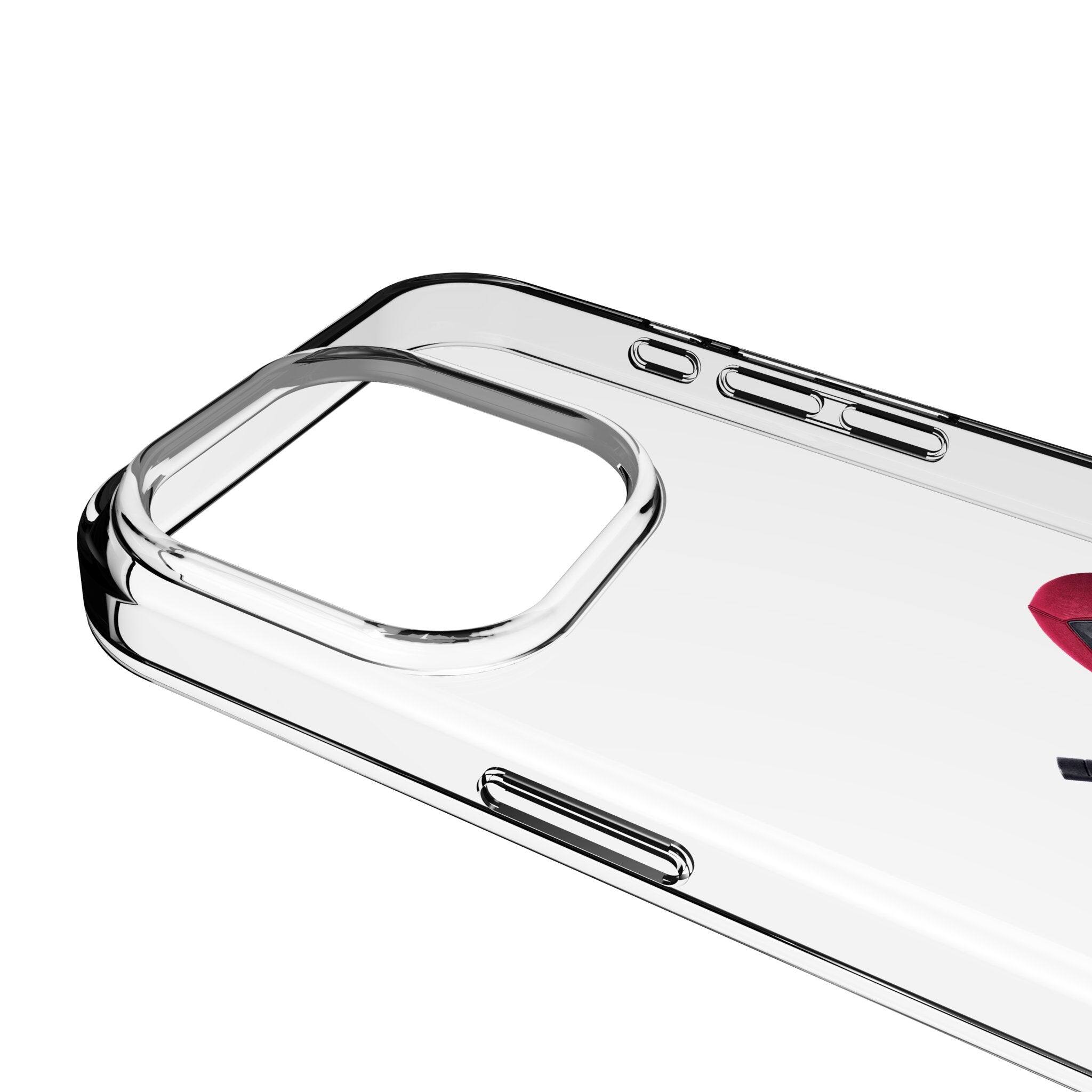 Left. Keyscaper - Marvel Badge Clear Phone Case - Apple iPhone 15 Pro - Deadpool 2.