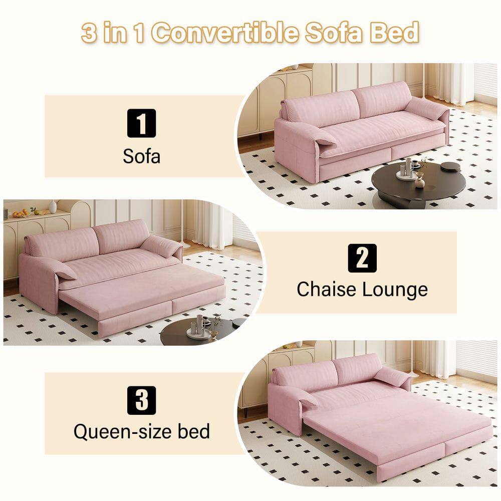 3 in 1 Convertible Sofa Bed

1. Sofa
2. Chaise Lounge
3. Queen-size bed