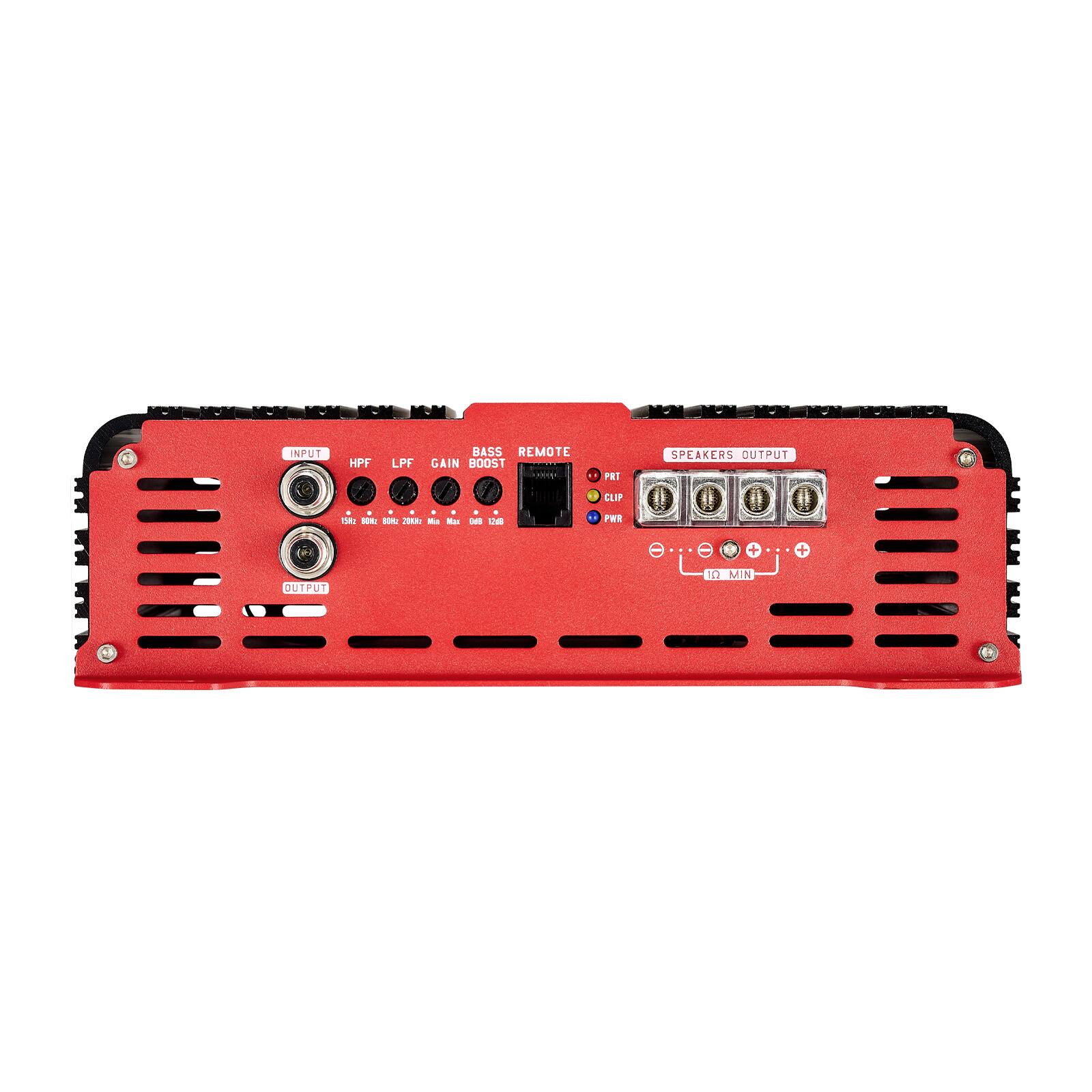 INPUT  
HPF  
LPF  
BASS REMOTE GAIN BOOST  
NOTE  
PWR  
CLIP  
PRT  
SPEAKERS OUTPUT  
OUTPUT  
10 MIN