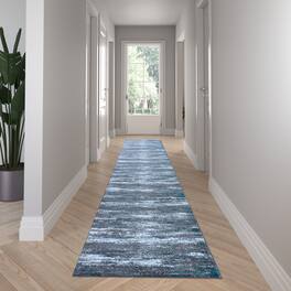 Emma + Oliver - Tempest Scraped Look Accent Rug with Natural Jute Backing for Hallway, Entryway & More - Turquoise