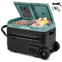 Costway - Dual Zone 12V Car Refrigerator 42QT Portable Compressor Fridge Freezer (-4℉~68℉) for RVs - Green - Front_Zoom