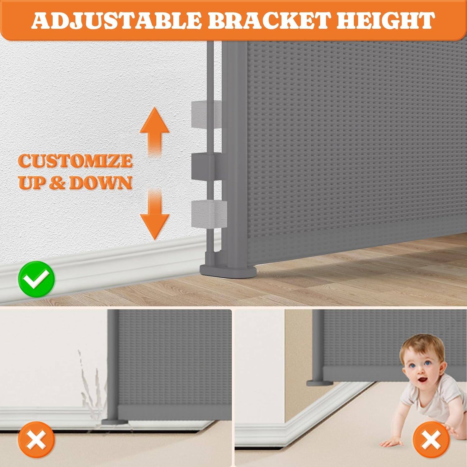 ADJUSTABLE BRACKET HEIGHT CUSTOMIZE UP & DOWN