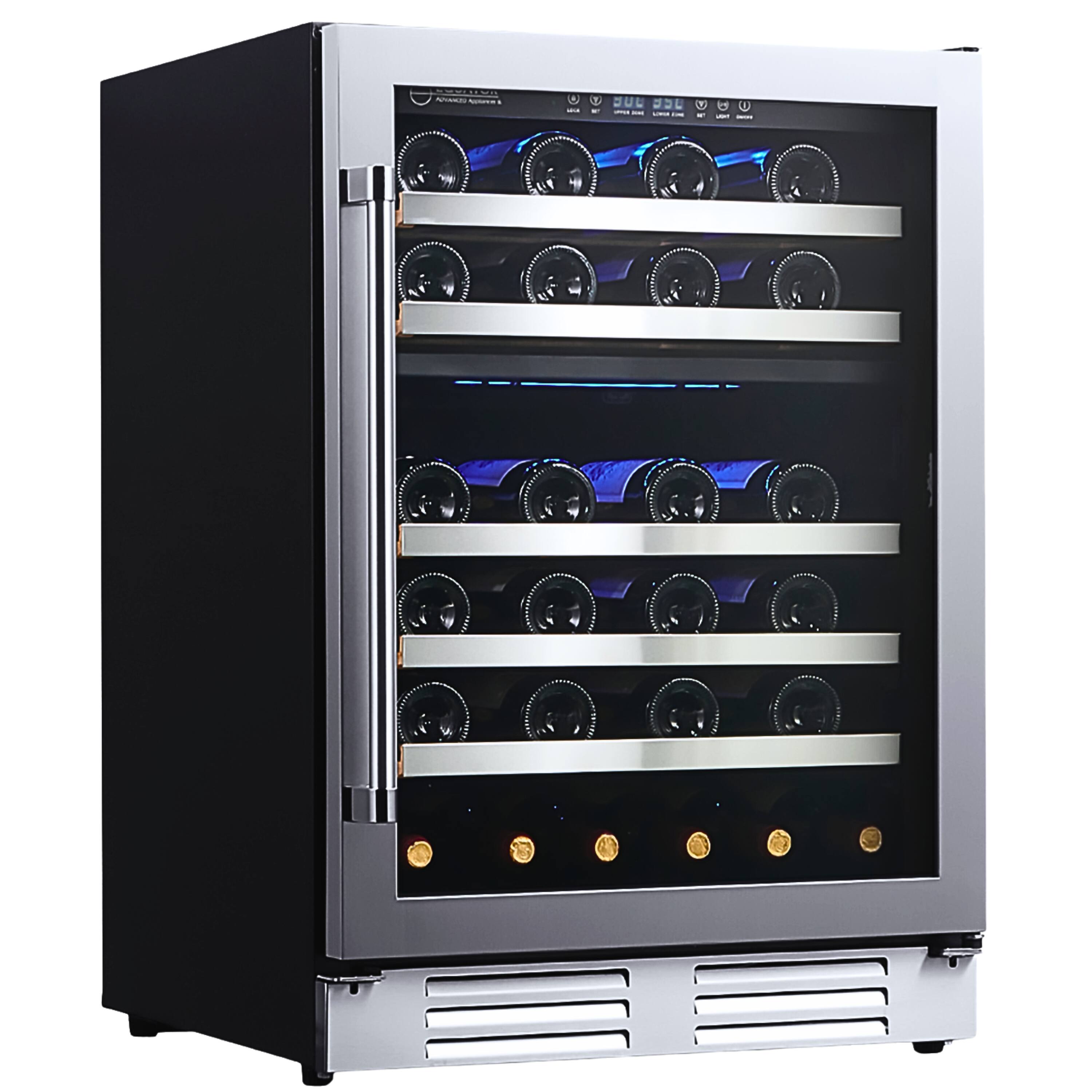 Front. Equator - Equator 24in Luxury Dual Zone Beverage Cooler + Wine Cooler |52-Bottle Built-in/ FS Reversible |Anti-UV Door Alarm 110V - Stainless Steel.