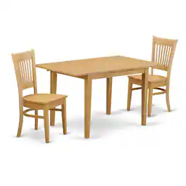 East West Furniture - 3 PC Kitchen Table set - Kitchen dinette Table and 2 dinette Chairs - Oak