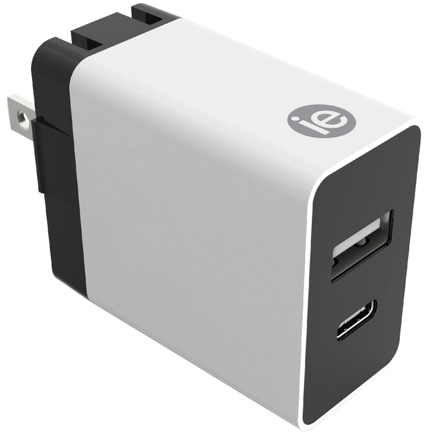 Front. iEssentials - Iessentials Ien-ac31a1c-wt 3.4-amp Dual Port Wall Charger With Usb And Usb-c - white.