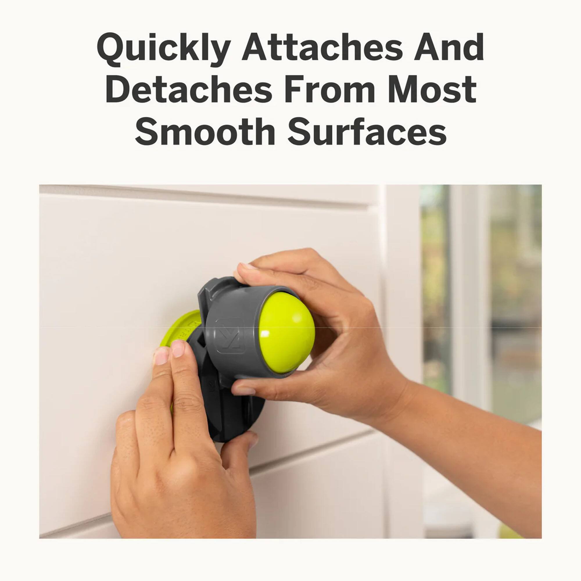 Quickly Attaches And Detaches From Most Smooth Surfaces