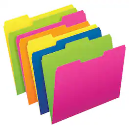 TOPS - Pendaflex Twisted Glow File Folders Letter Size Assorted Colors Cut Pack of 12