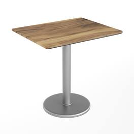 Emma + Oliver - PureShield Indoor Outdoor Tabletop with Seam-Free Surface Innovation and Cast Iron Bistro Table Base - Natural/Silver Base
