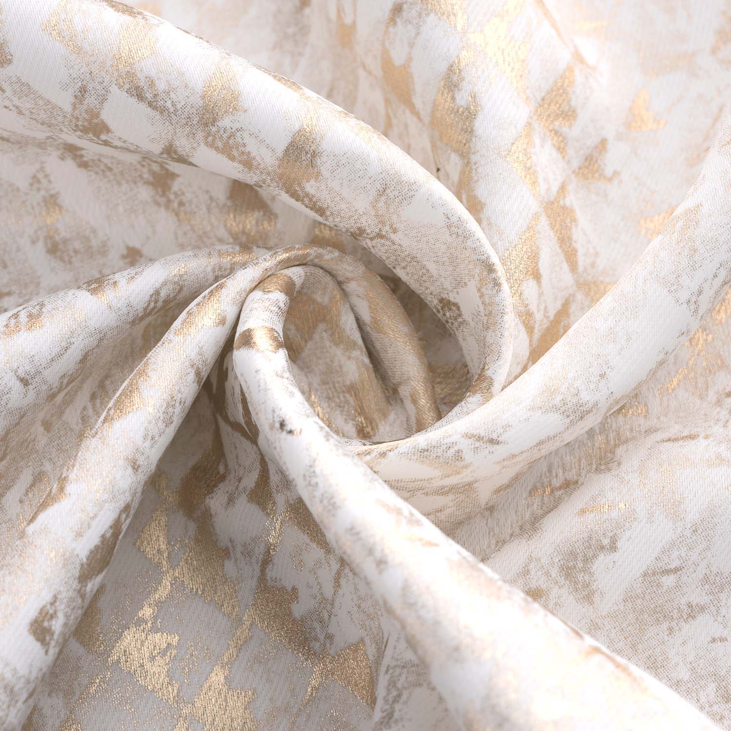 Left. RT Designers Collection - RT Designer Collection Hailey Halo Foil Blackout Grommet Curtain Panel 52" x 90" White - White.