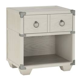Manhattan Lane - Two Drawer Wooden Nightstand with Metal Ring Pulls - Gray