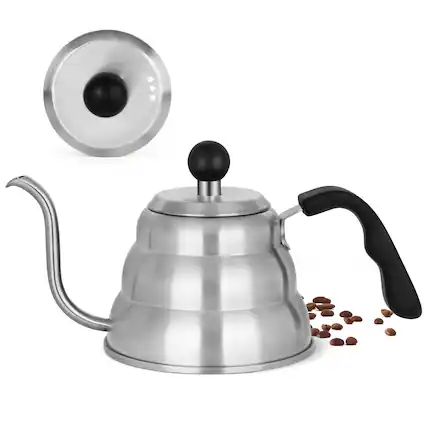 Front. Dapper Styles - Tea Kettle With Pot Stovetop Gooseneck Teapot Pour Over Coffee 6 Cup - Silver-0.9 Quarts.