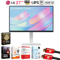 LG 27" 4K UHD 3840 x 2160 IPS 60Hz HDR 10 LG UltraFine Display
- DECOGEAR CPS BUNDLE
- 26 MONTH EXCLUSIVE
- 2 HDMI CABLES
- PHOTO EDITOR
- PCmover Professional
- OfficeSuite
- PDF EDITOR
Professional Office Suite + PCmover Professional + PDF EDITOR
