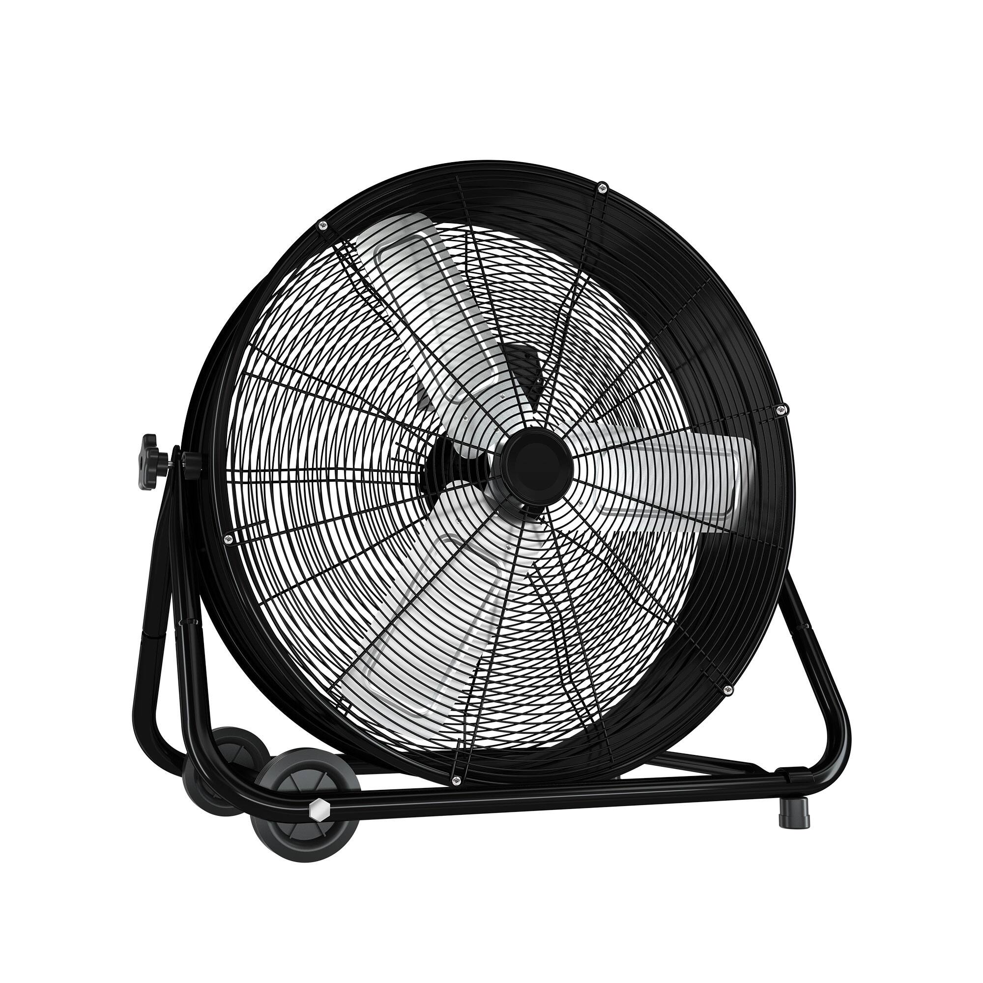 Left. Vaczon - Commercial Drum Fan 120V 320W, 3-Speed High Velocity Floor Fan with Wheels, Aluminum Motor and 3-Blade Air Circulator - Black.
