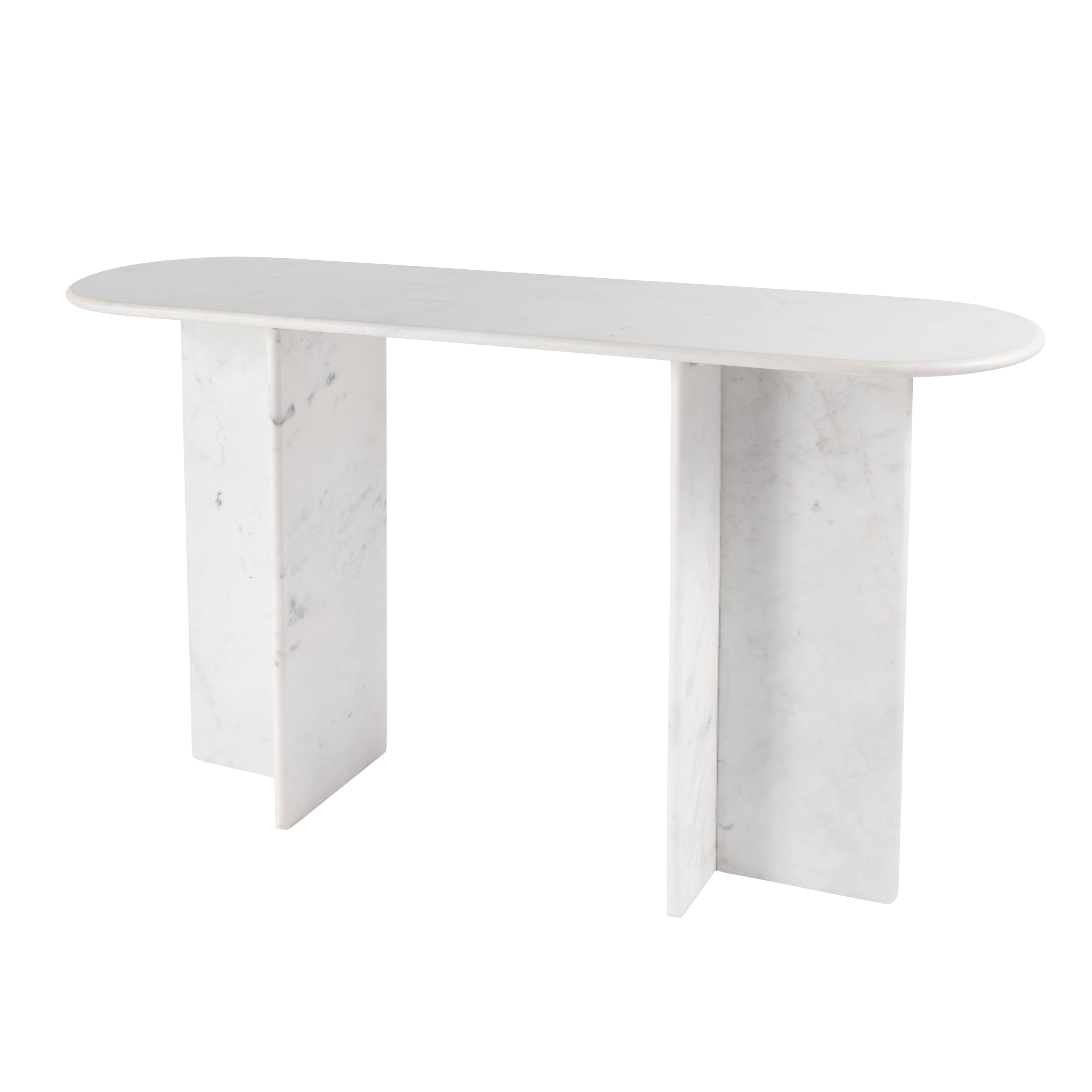 Front. Butler Specialty - Vienna 54 in. W Rectangular 100% Marble Console/Sofa Table - White.