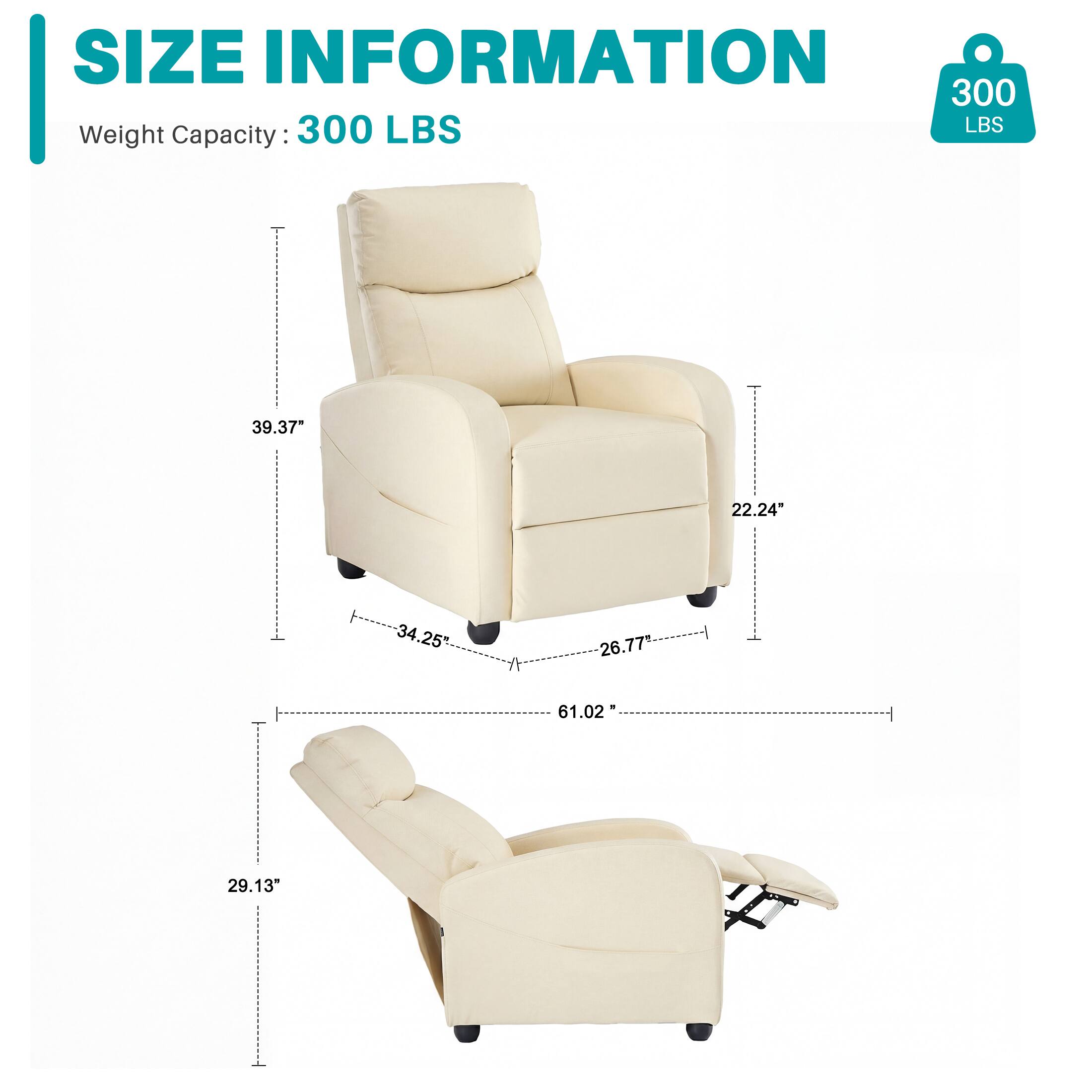 SIZE INFORMATION  
Weight Capacity: 300 LBS  

39.37"  
22.24"  
34.25"  
26.77"  
61.02"  
29.13"