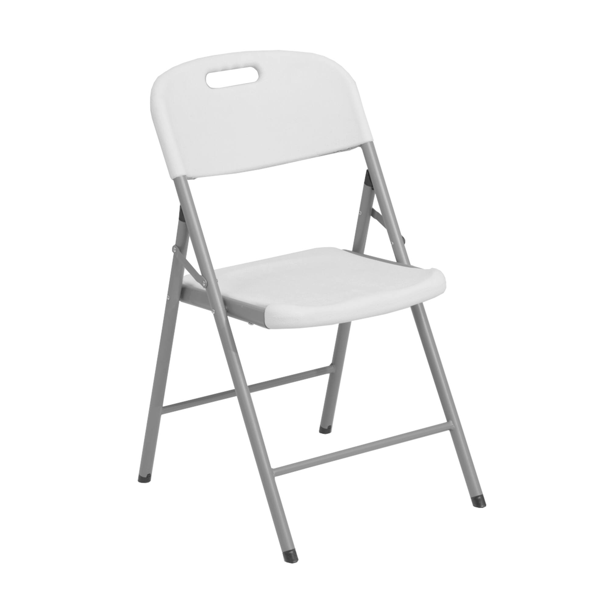 Angle. GOODSILO - Granite White Folding Chair - Ergonomic Design for Indoor and Outdoor Events, Set of 4 - White.