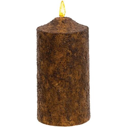 BreeBe - Burnt Flicker Flame Timer Cake Pillar - 6" - Mustard