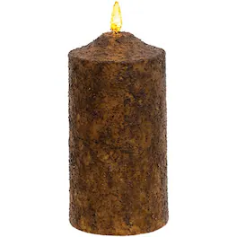 BreeBe - Burnt Flicker Flame Timer Cake Pillar - 6" - Mustard