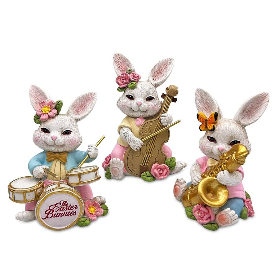 OrnamentallyYou Easter Bunny Band Trio Set of Three Figurines, 3.5 ...
