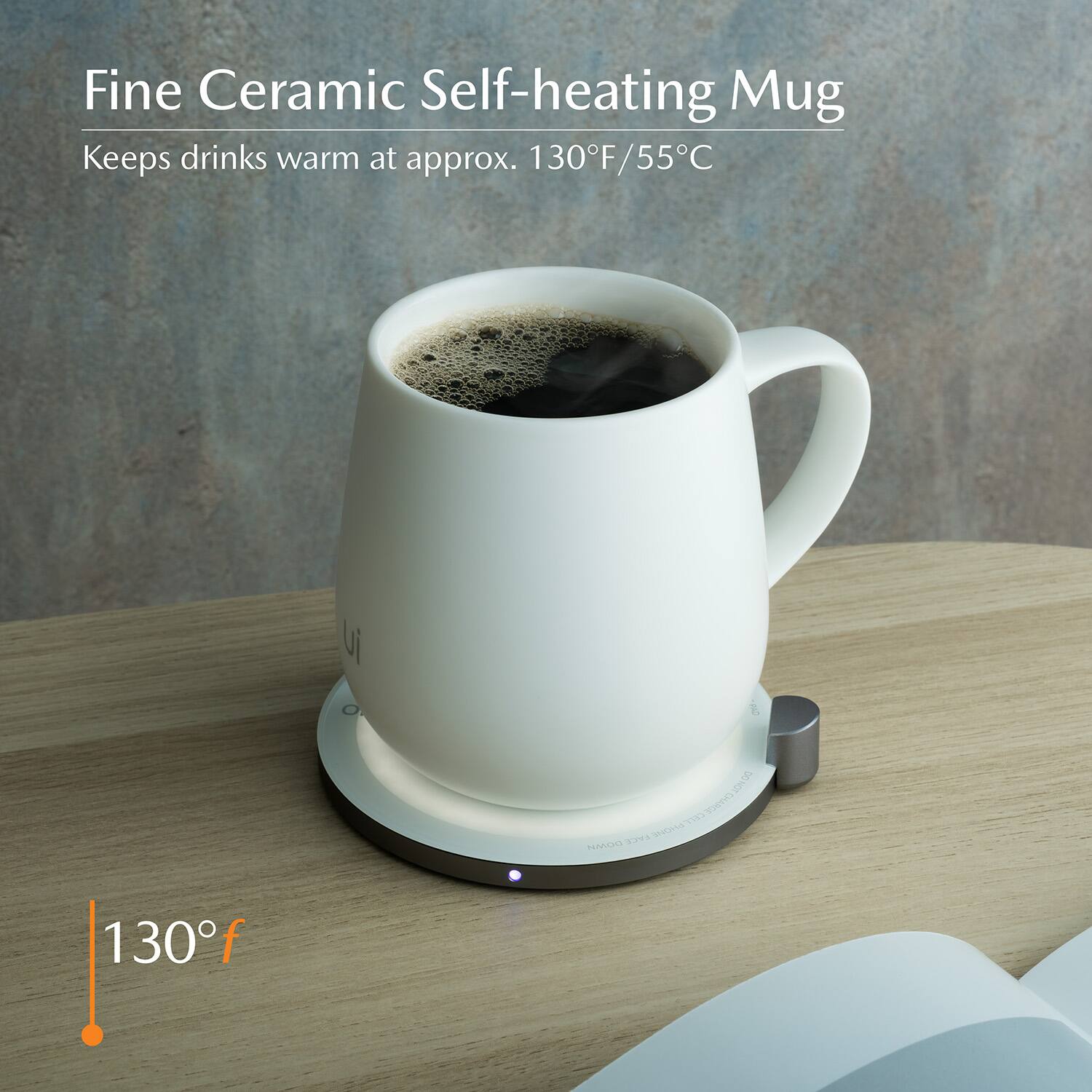 Fine Ceramic Self-heating Mug  
Keeps drinks warm at approx. 130°F/55°C
