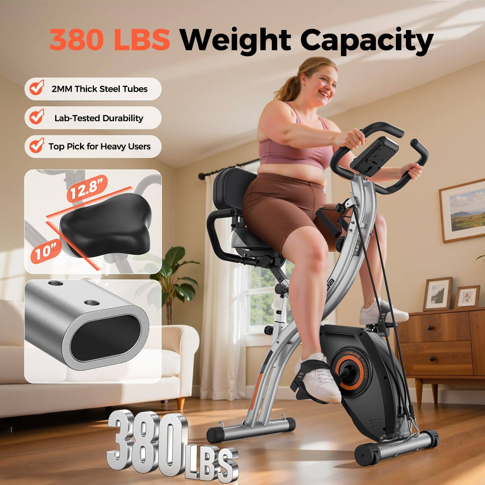 380 LBS Weight Capacity

- 2MM Thick Steel Tubes
- Lab-Tested Durability
- Top Pick for Heavy Users

12.8" x 10"

380 LBS