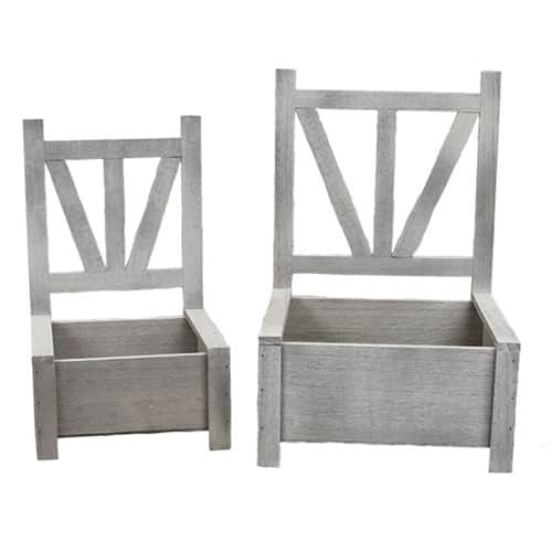 BreeBe - 2/Set - Garden Chair Planter Boxes - White