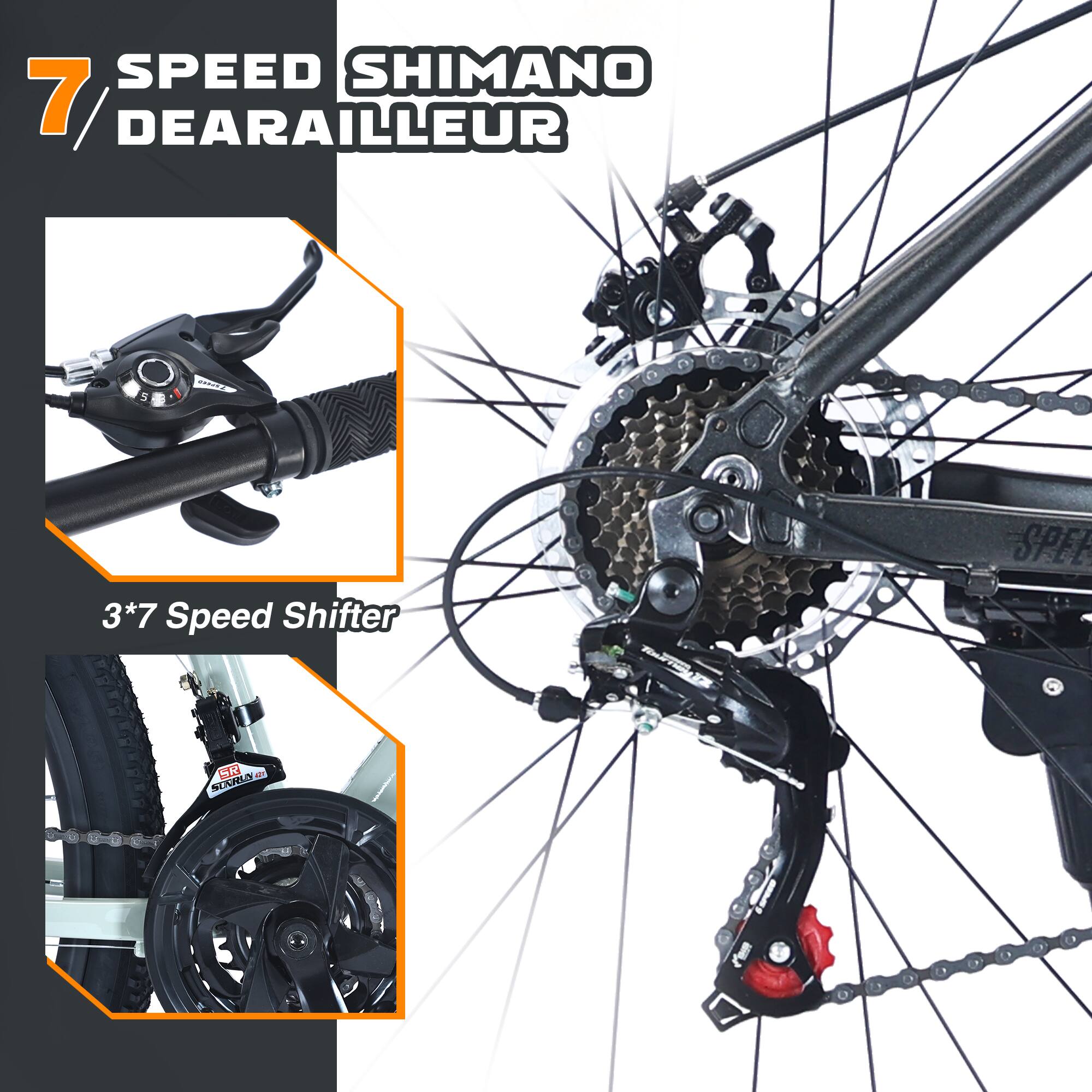 7 SPEED SHIMANO DEARAILLEUR

3*7 Speed Shifter