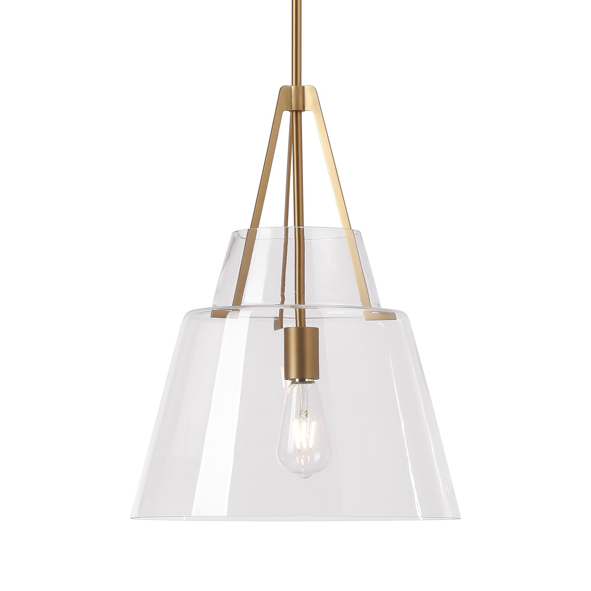 Alt View 5. Parrot Uncle - Modern Brass Cone Clear Glass Shade Pendant Light.