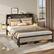 Alt View 5. Bestier - Bestier Queen Gaming Bed Frame Golden Stripe Headboard LED Nightstands with Charging Station - Gray.