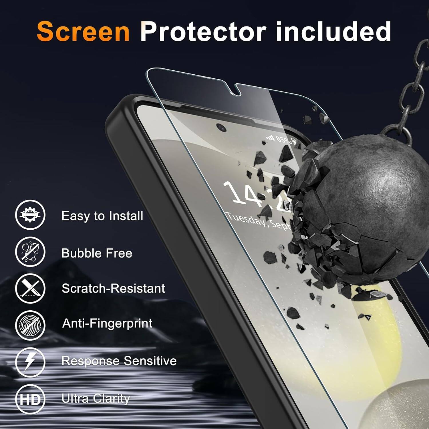 Screen Protector included

Easy to Install
Bubble Free
Scratch-Resistant
Anti-Fingerprint
Response Sensitive
HD Ultra Clarity