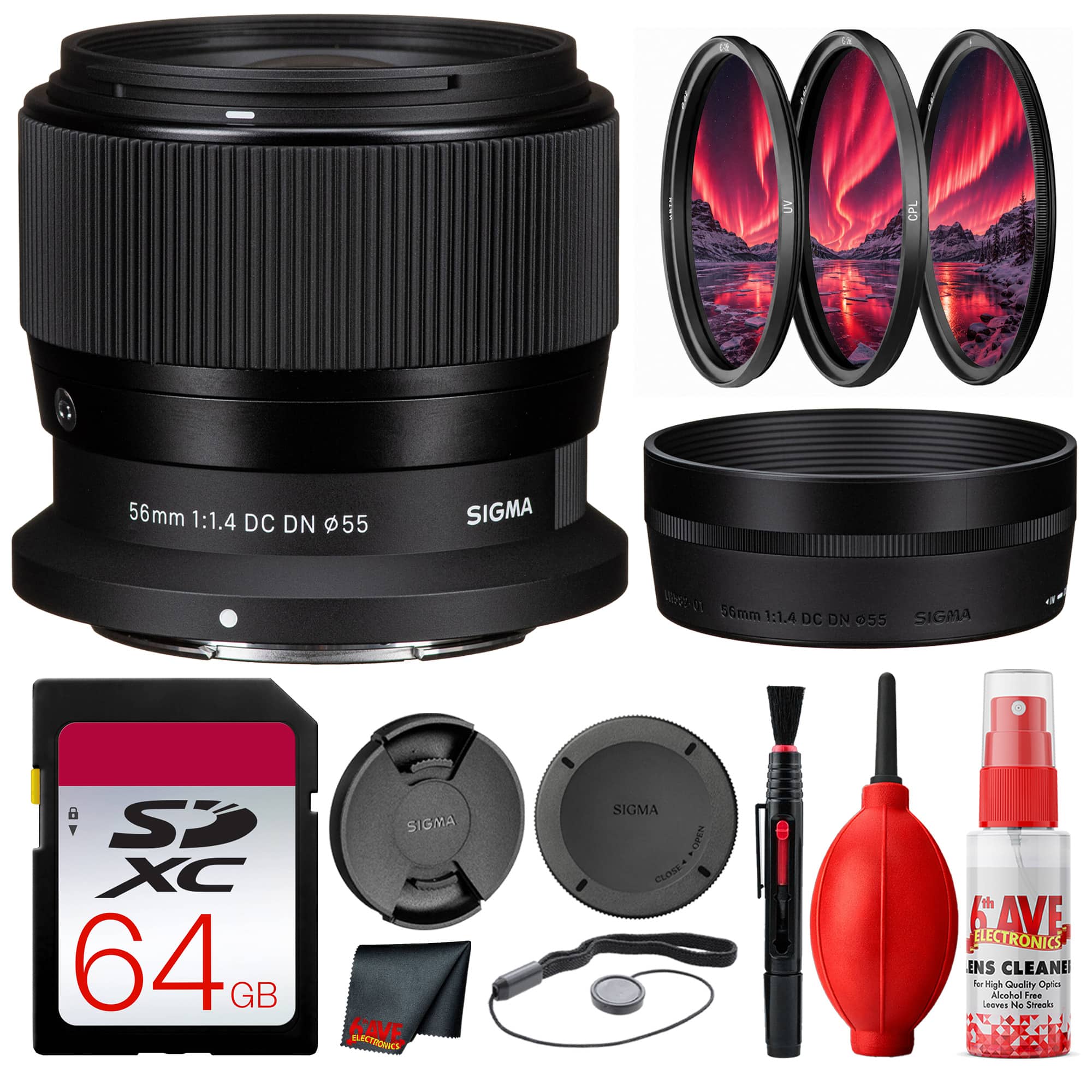 UV CPL  
56mm 1:1.4 DC DN $55  
SIGMA  
56mm 1:1.4 DC DN 055 SIGMA  
S SIGMA XC 64 GB SAVE ELECTRONICS  
SIGMA OPEN CLOSE  
SAVE ELECTRONICS, ENS CLEANE he High Quality Oplics Alcohol Free looves No Streaks