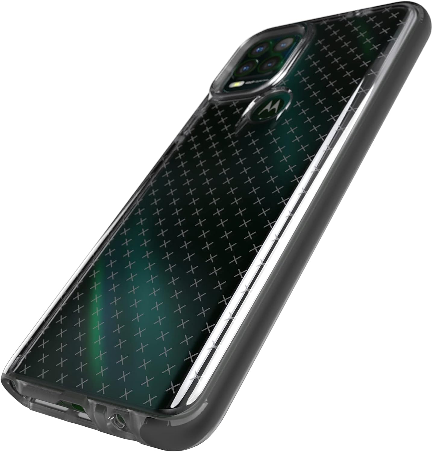 Angle. Tech21 - Tech 21 EVO CHECK FLEXSHOCK Built-In Protection 16 FT/4.9M Multi-Drop Tested Black Case For Moto g Stylus 5G  (2023) - Black.