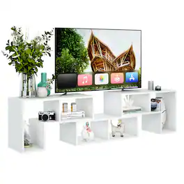 Costway - 3 Pcs TV Stand for TV's up To 65" Console Entertainment Center Bookcase Shelves - White