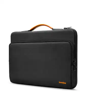 Front. tomtoc - Defender-A14 360° Protective Recycled Laptop Sleeve Bag Carry Case for 16-inch MacBook Pro M4/M3/M2/M1 Pro/Max 2024-2019 - Black.