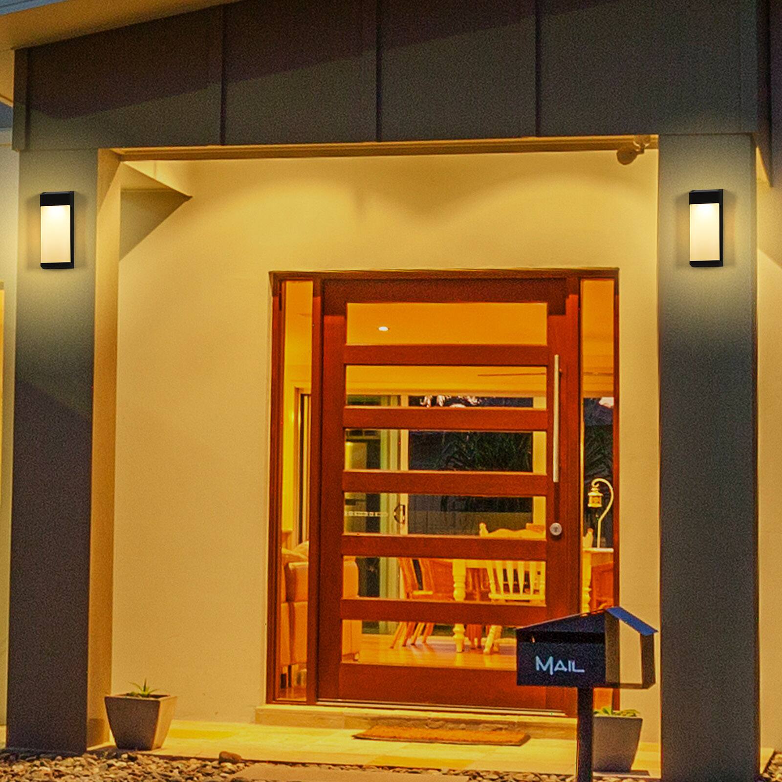 Alt View 2. Oumilen - 2-Pack Solar Square-Rectangle Wall Lights 8.07In Warm White LED IP65 Waterproof Outdoor Sconces.