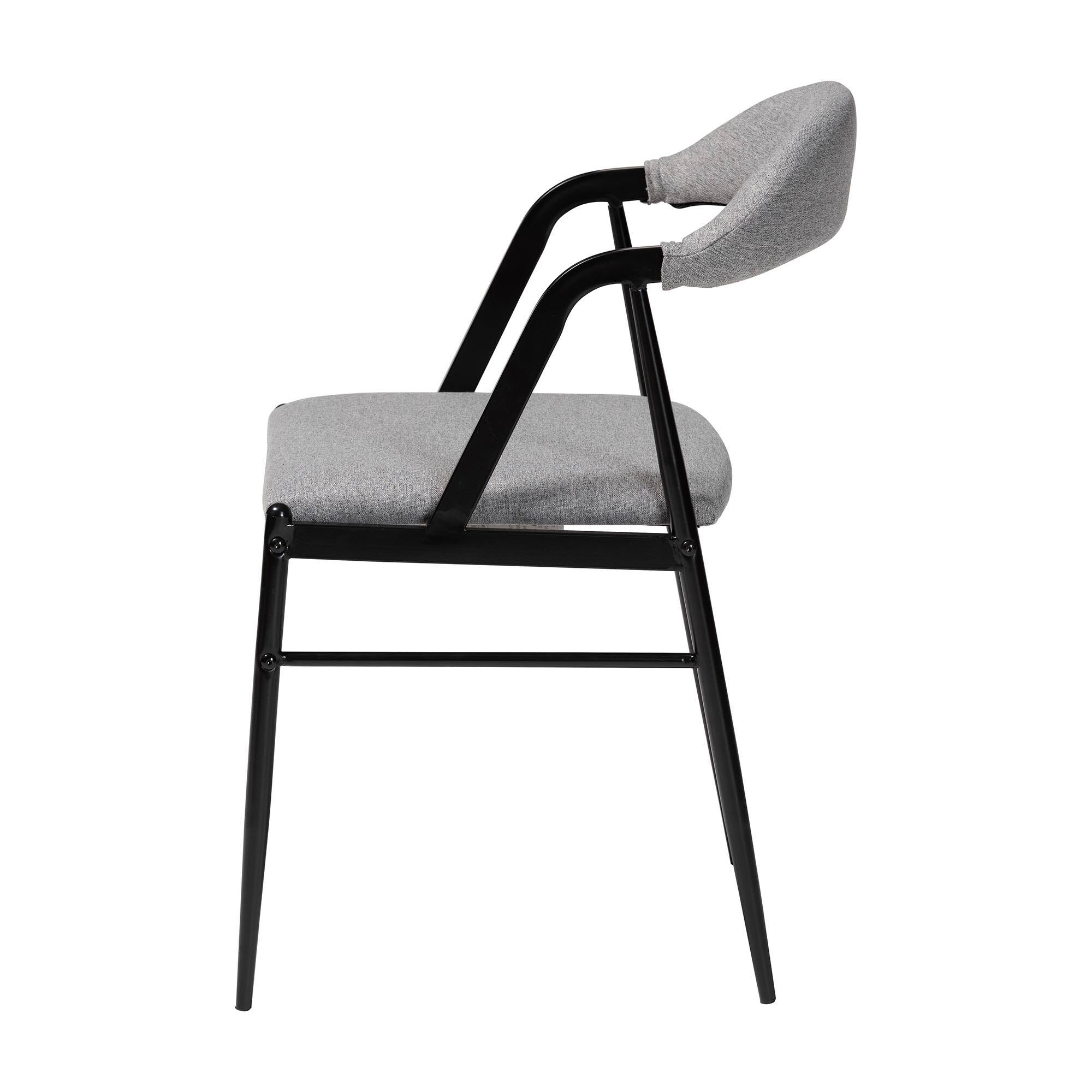 Back. Baxton Studio - Orrin Modern Industrial Fabric and Metal 4-Piece Dining Chair Set - Grey/Black.