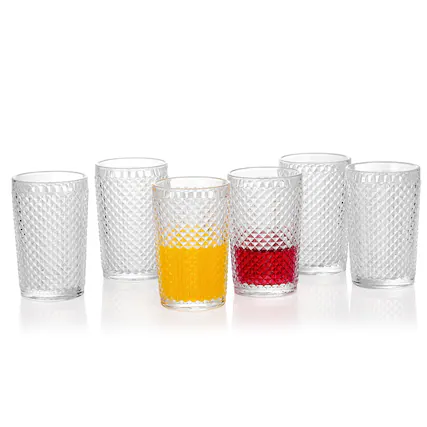 Front. BreeBe - Chroma Clear Vintage Beverage Drinking Glass (13.1 oz. set of 6) - Clear.